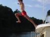 Chris leaping into water